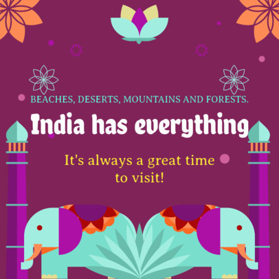 Illustrated Instagram Post Maker Featuring the Wonders of India 2238a
