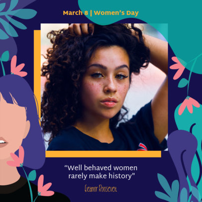 Women's Day Instagram Post Template with a Colorful Plants and Flowers Design 2262i