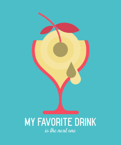 Party T-Shirt Design Template with Cocktail Graphics