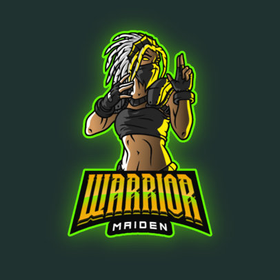 Gaming Logo Template with a Female Masked Warrior