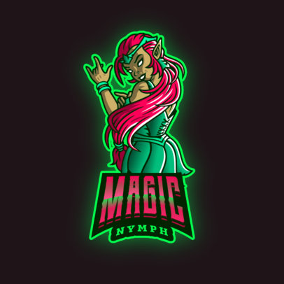 Gaming Logo Template Featuring a Female Magician with a Rock-Sign Hand