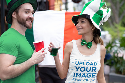 Tank Top Mockup Featuring Two Friends Celebrating St. Patrick's Day 32122