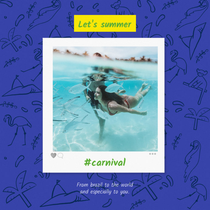 Rio Carnival Instagram Post Template with Beach Doodles 