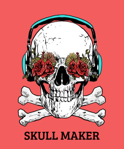 T-Shirt Design Template Featuring Cool Skull Illustrations