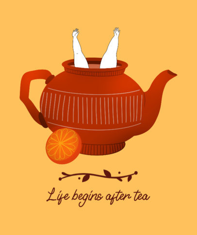 Tote Bag Design Template with a Tea Pot Illustration