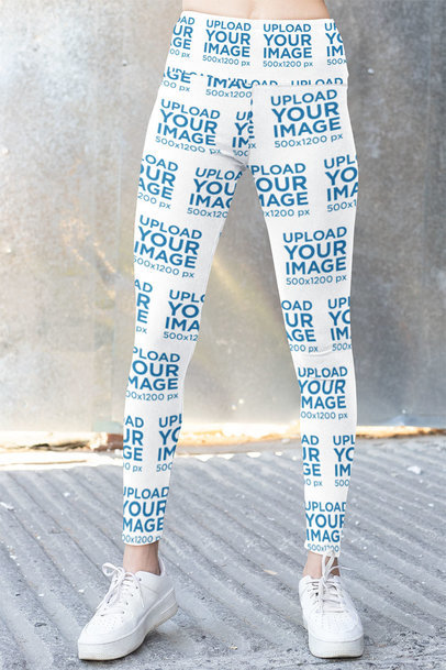 Cropped Face Mockup of a Woman with Sublimated Leggings 