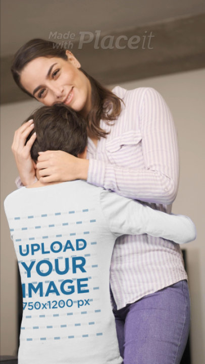 Video of a Boy Wearing a Long Sleeve Tee While Hugging His Mother