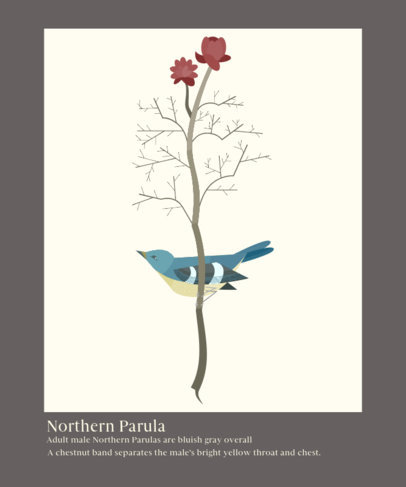T-Shirt Design Template Featuring Bird Illustrations 