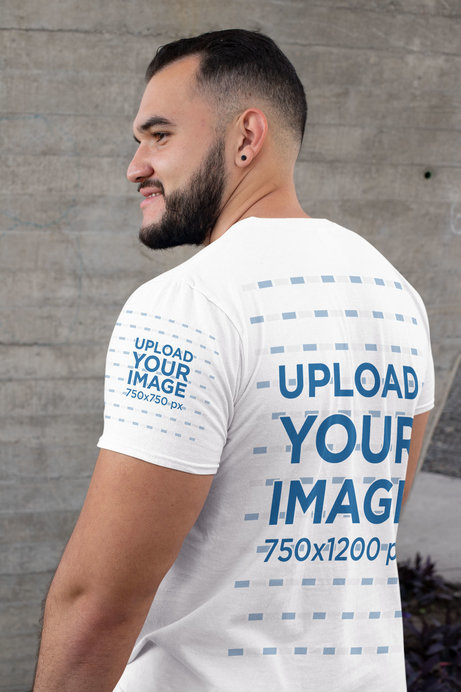 Mockup of a Bearded Man Wearing a Shirt with a Customizable Sleeve