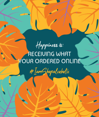 Tote Bag Design Template with Tropical Leaves Illustrations