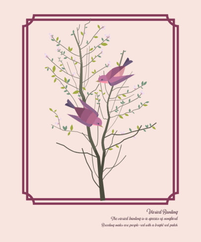 T-Shirt Design Template Featuring a Bird Couple in a Tree 