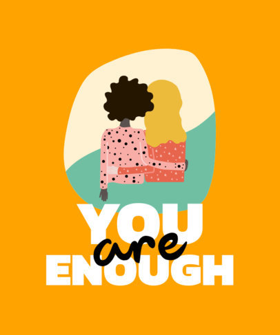 T-Shirt Design Template Featuring Two Women Supporting Each Other 835d