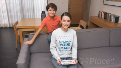 Long Sleeve Tee Video Featuring a Kid Giving Her Mom a Mother's Day Drawing