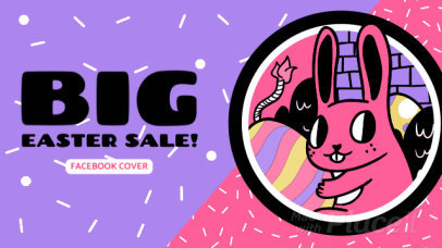 Facebook Cover Video Maker for an Easter Sale Featuring an Animated Rabbit Cartoon 