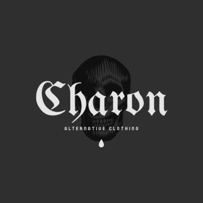 Clothing Brand Logo Template with a Skull Illustration