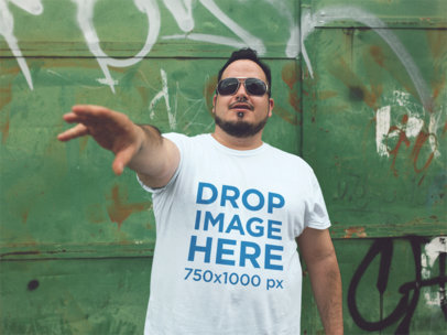 Cool Guy Wearing Sunglasses Plus Size T-Shirt Mockup