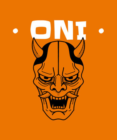 T-Shirt Design Template with a Japanese Oni Mask 