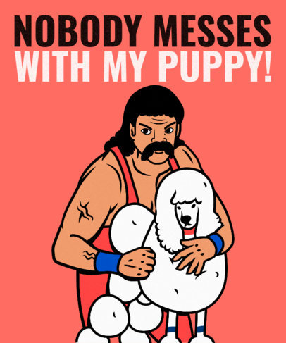 80's Style T-Shirt Design Maker with a Wrestling Character and a Dog