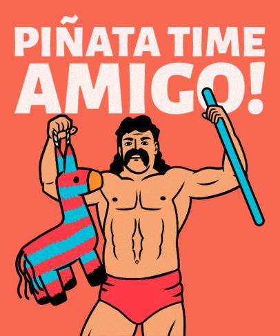 Funny T-Shirt Design Maker Featuring a Wrestler Holding a Piñata 2279i