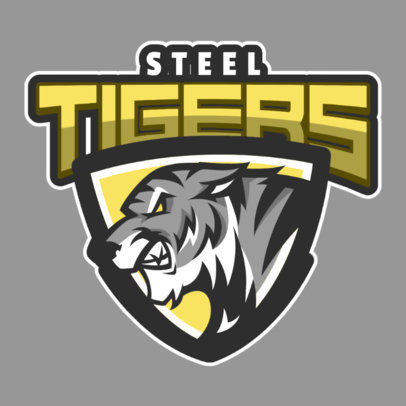 Sports Logo Template with a Fierce Tiger Illustration