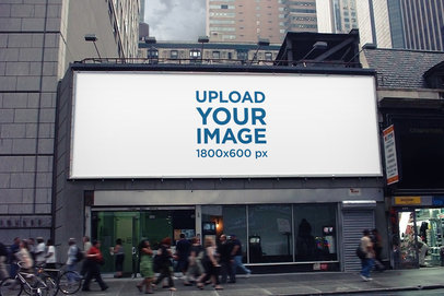 Horizontal Billboard Mockup Featuring People Passing By 