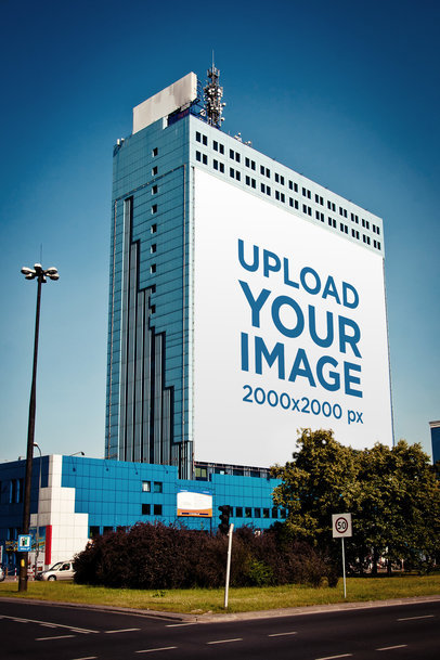 Mockup of a Billboard Placed on a Tall Building