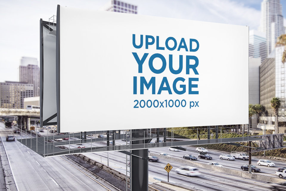 Mockup of a Billboard at a Busy Highway