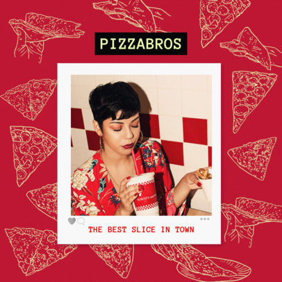Instagram Post Template with a Polaroid Frame for a Pizza Place