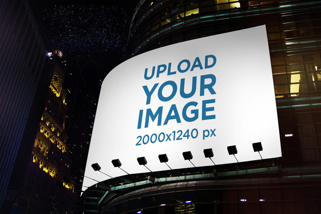 Billboard Mockup Featuring the City at Night 
