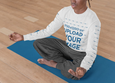 Long Sleeve Tee Featuring a Man Doing Yoga 