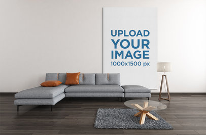 Mockup of a Big Art Print Decorating a Slick Living Room 2534-el1