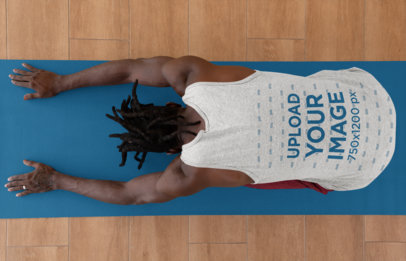 Tank Top Mockup of a Relaxed Man Doing Yoga