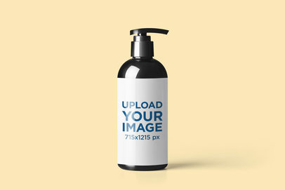 Dispenser Bottle Mockup Featuring a Customizable Background