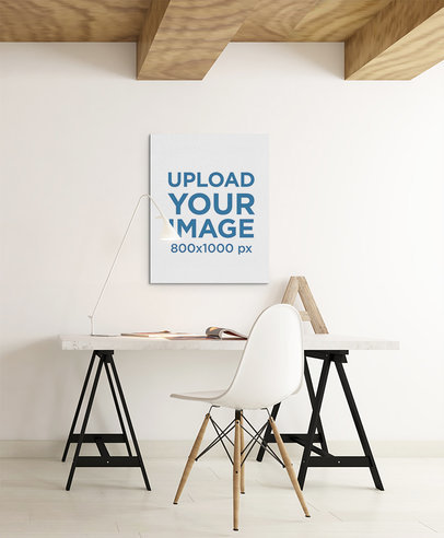 Mockup of an Art Print on a Minimalist Study Room