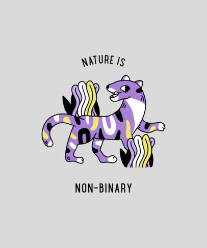 T-Shirt Design Maker with a Non-Binary Quote and an Animal Clipart