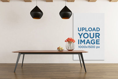Mockup of an Art Print Placed in a Neat Dining Room 