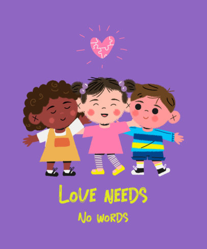 Autism Awareness T-Shirt Design Maker Featuring Happy Kids Hugging