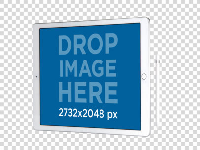 iPad Pro Mockup with Apple Pencil in Angled Position Over a Transparent Background
