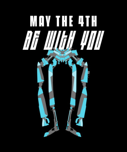 T-Shirt Design Template with Cool Illustrations of Mechas 857-el1