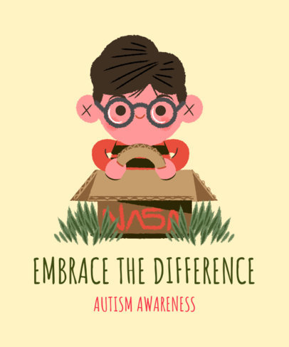 Autism Awareness T-Shirt Design Creator Featuring a Kid Playing with a Cardboard Car
