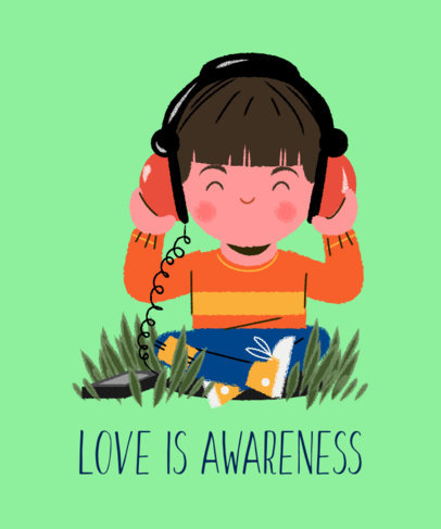 Autism Awareness T-Shirt Design Generator Featuring a Joyful Kid with Headphones