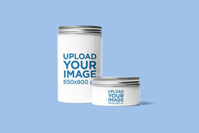 Mockup Featuring Two Cosmetic Jars Placed Against a Plain Background 