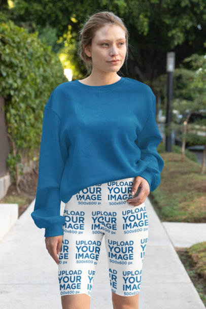 Mockup of a Young Woman Wearing Bike Shorts Outside