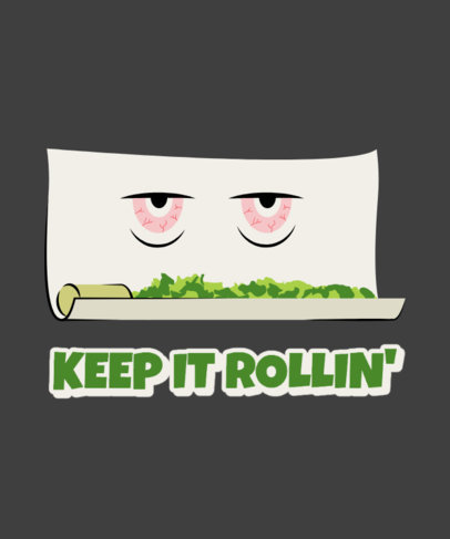 T-Shirt Design Template Featuring a Marijuana Roll Cartoon 2257a