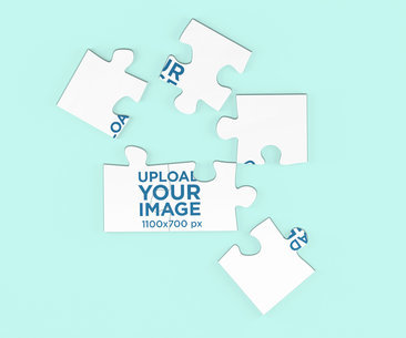 Unfinished Puzzle Mockup on a Plain Surface