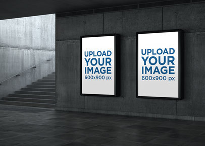 Mockup of Two Mupis Placed on an Underground Wall