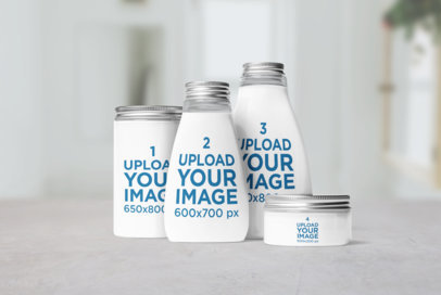Mockup Featuring Cosmetic Glass Bottles and Jars 