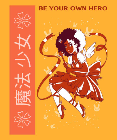 Anime-Inspired T-Shirt Design Maker with a Magical Girl Illustration