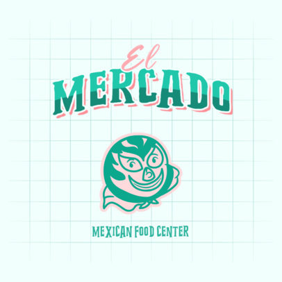 Mexican Food Center Logo Creator with a Masked Wrestler Graphic