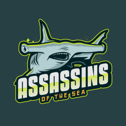 Gaming Logo Template Featuring a Hammer Shark Illustration